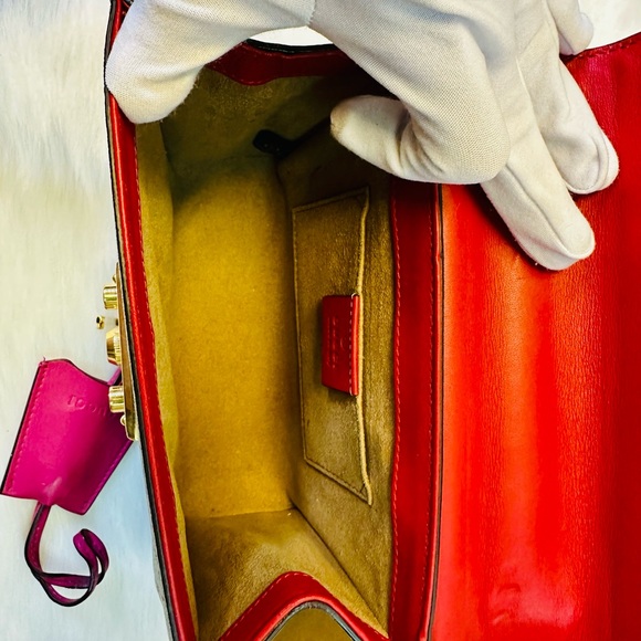 Gucci Red Pink and Gold Chain Shoulder Bag - Picture 11 of 14